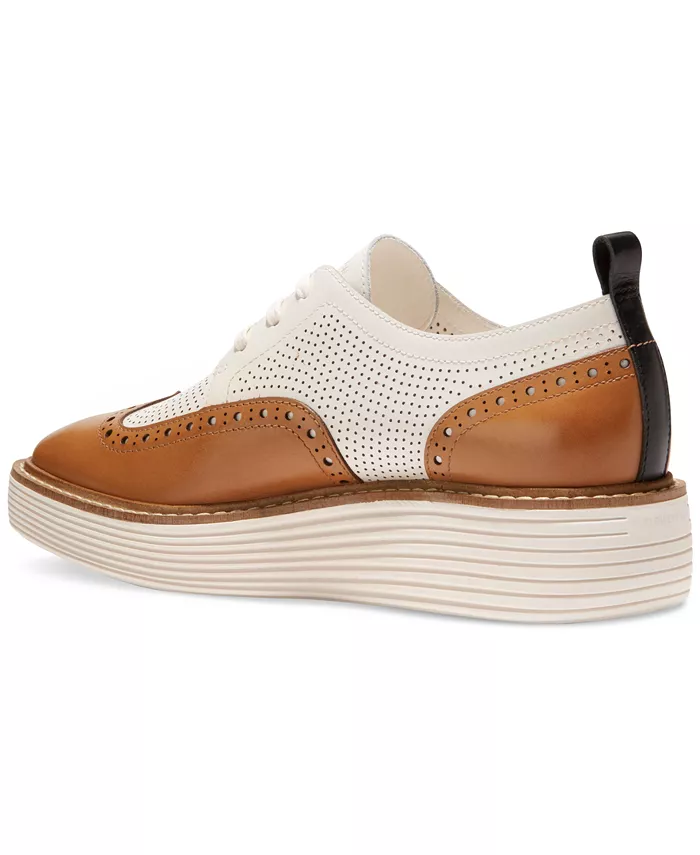 WOMEN'S COLE HAAN ØRIGINAL GRAND PLATFORM WINGTIP OXFORD | PECAN / IVORY - Image 4