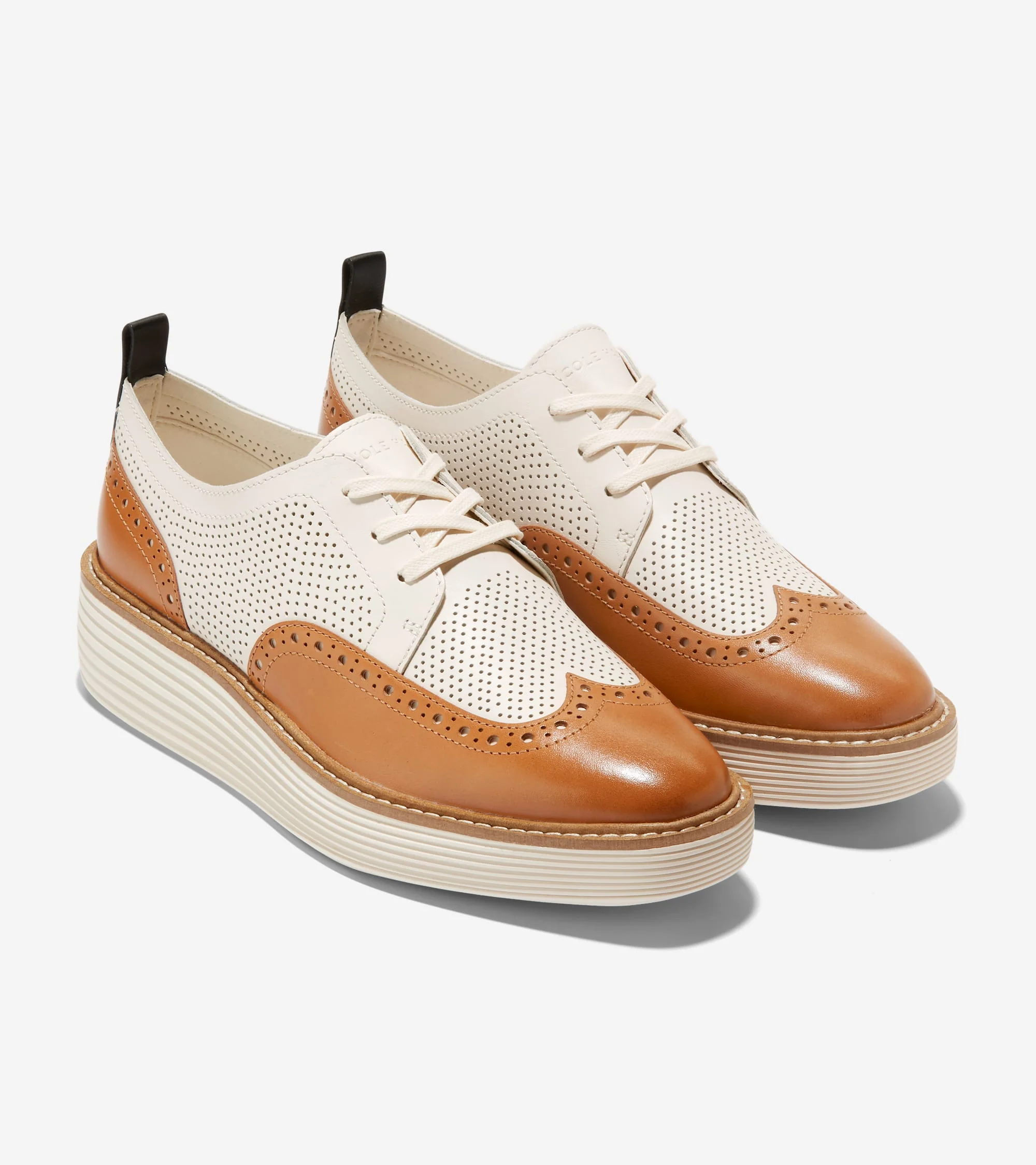 WOMEN'S COLE HAAN ØRIGINAL GRAND PLATFORM WINGTIP OXFORD | PECAN / IVORY - Image 5