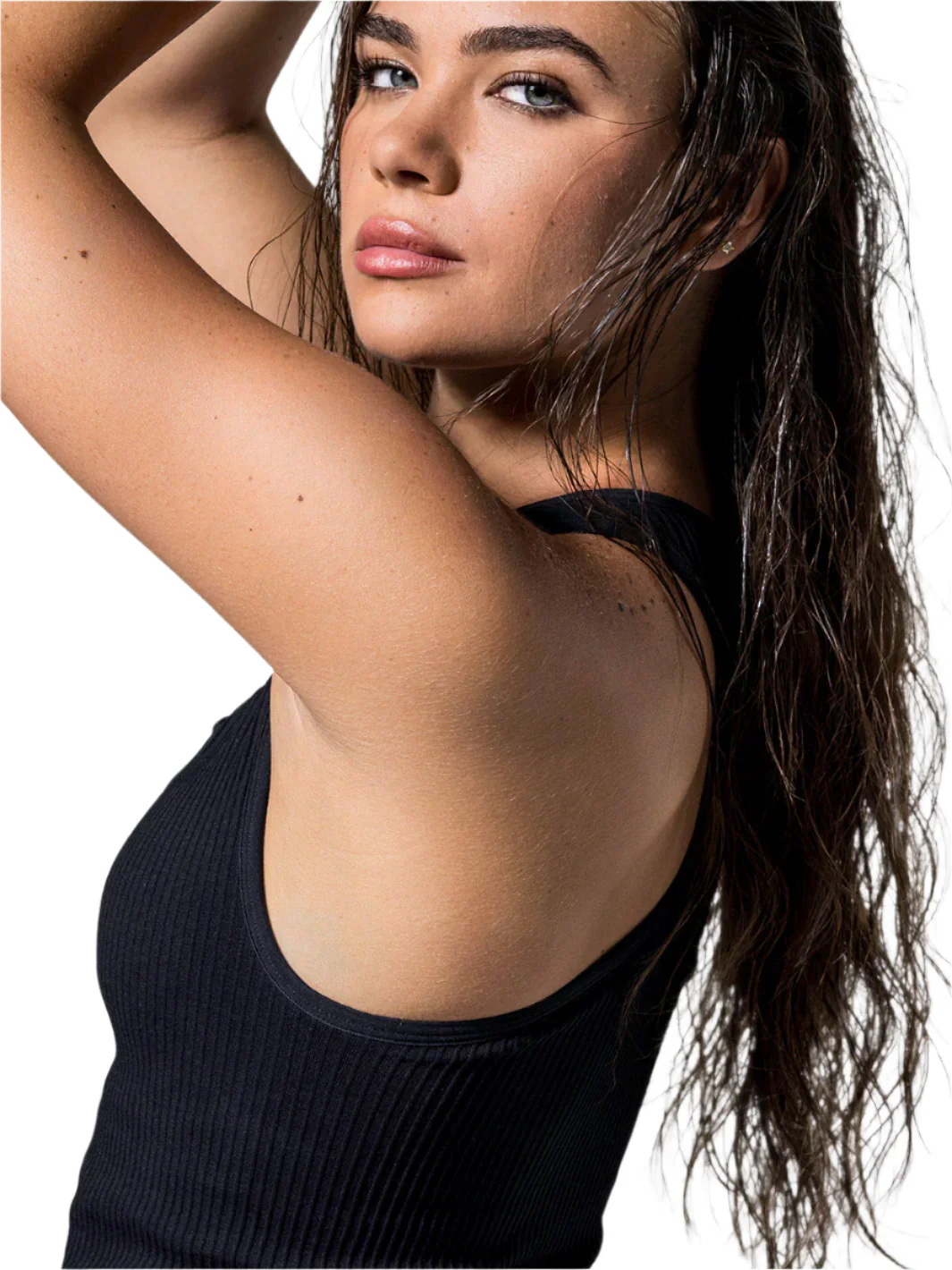 WOMEN'S PB5-STAR RIBBED RACER BACK TANK | BLACK - Image 4