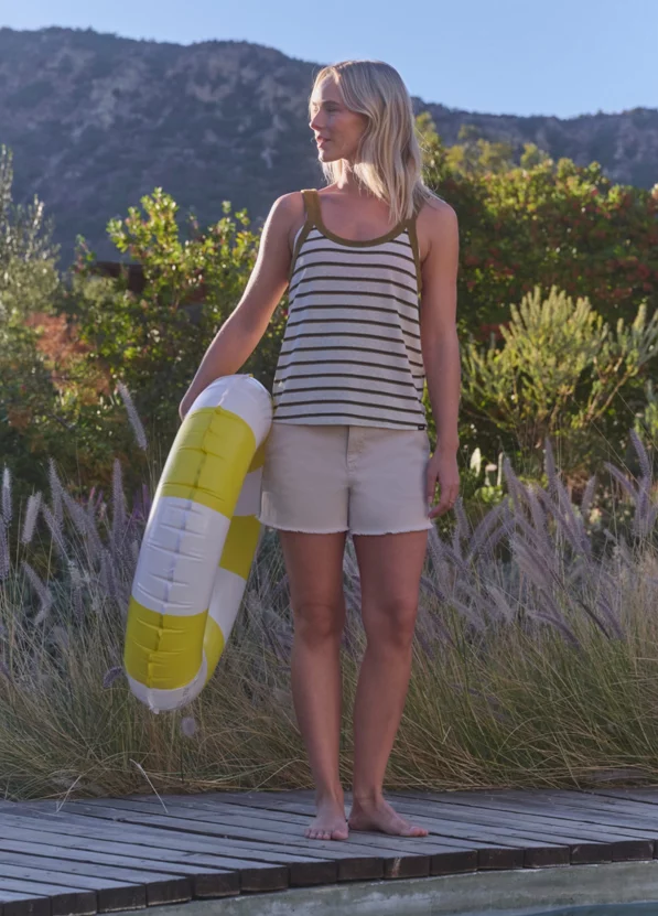 WOMEN'S PRANA COZY UP TANK | RETRO OLIVE STRIPE - Image 7