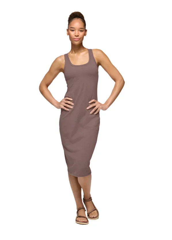WOMEN'S PRANA HEAVANA RACERBACK MIDI DRESS | CAROB HEATHER - Image 5