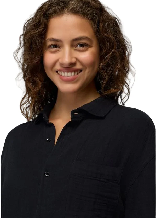 WOMEN'S PRANA HIDEAWAYS BUTTON DOWN TOP | BLACK - Image 3