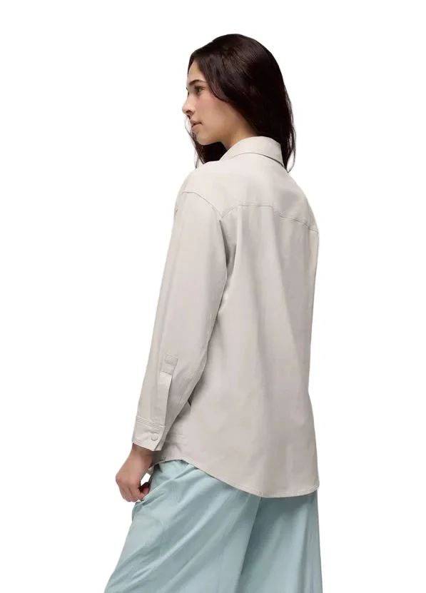 WOMEN'S PRANA RAILAY OVERSIZED BUTTON DOWN | ALMOND - Image 2