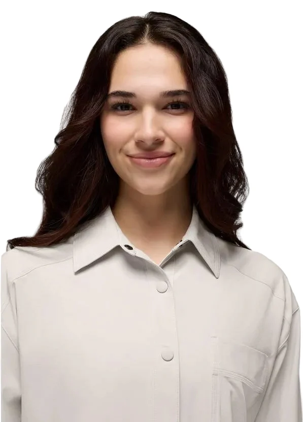 WOMEN'S PRANA RAILAY OVERSIZED BUTTON DOWN | ALMOND - Image 3