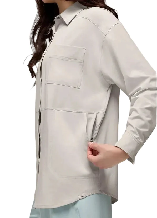 WOMEN'S PRANA RAILAY OVERSIZED BUTTON DOWN | ALMOND - Image 4