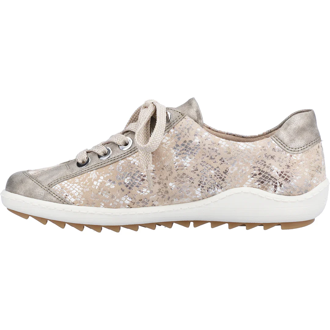 WOMEN'S REMONTE LIV 02 ZIP SNEAKER | PERLE / BEIGE-METALLIC - Image 3