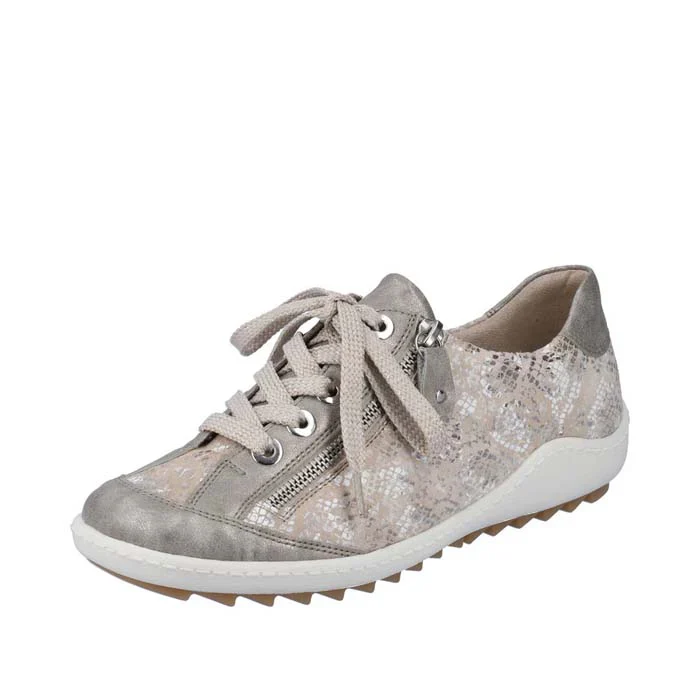 WOMEN'S REMONTE LIV 02 ZIP SNEAKER | PERLE / BEIGE-METALLIC - Image 4