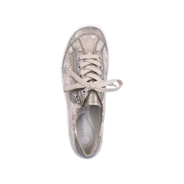 WOMEN'S REMONTE LIV 02 ZIP SNEAKER | PERLE / BEIGE-METALLIC - Image 5