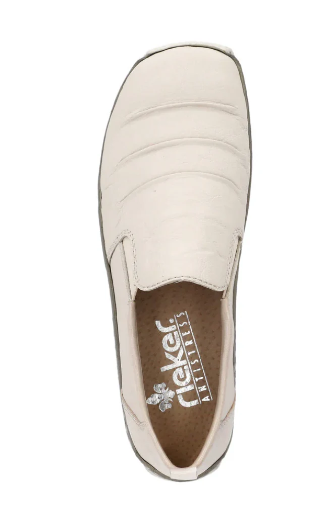 WOMEN'S RIEKER CELIA 89 LEATHER SLIP-ON | BEIGE - Image 5
