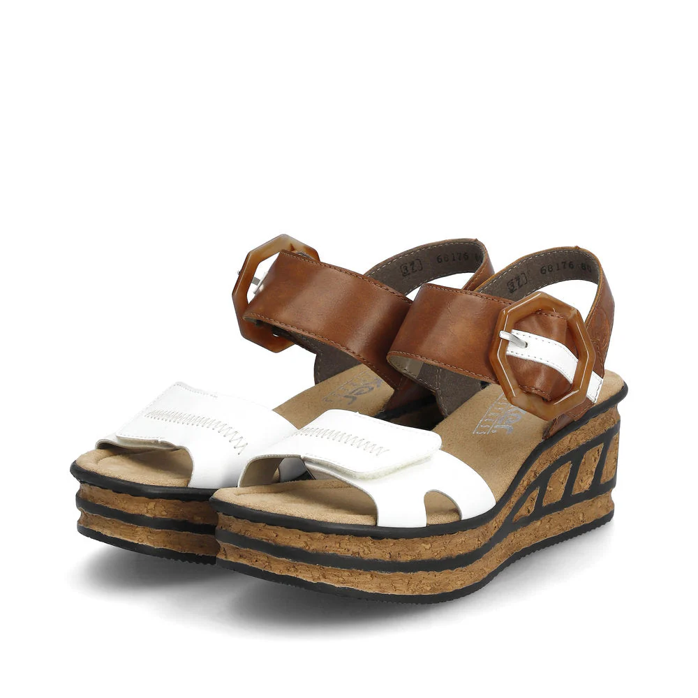 WOMEN'S RIEKER ROSE 76 WEDGE | WHITE / SHERRY - Image 3