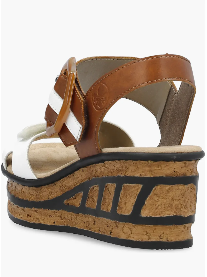 WOMEN'S RIEKER ROSE 76 WEDGE | WHITE / SHERRY - Image 4