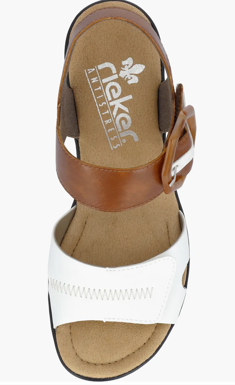 WOMEN'S RIEKER ROSE 76 WEDGE | WHITE / SHERRY - Image 5