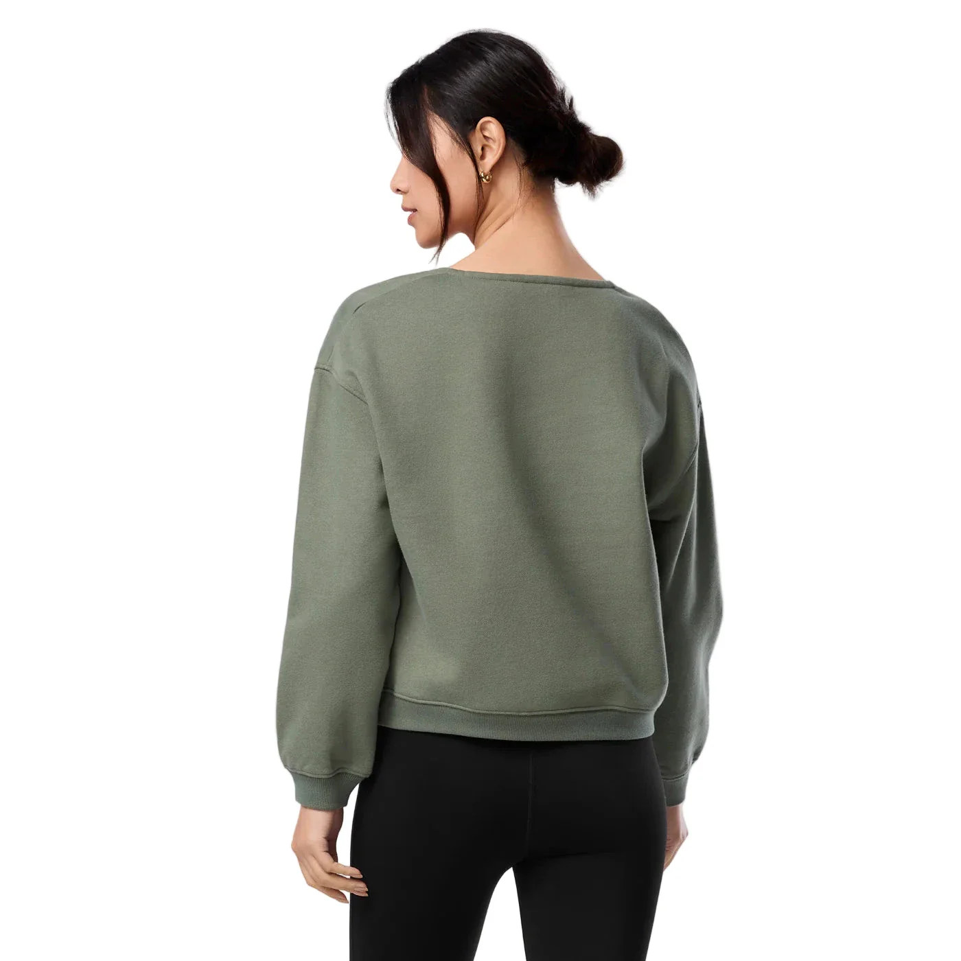 WOMEN'S TAVI DEEP V-NECK SWEATSHIRT | LEAF - Image 2