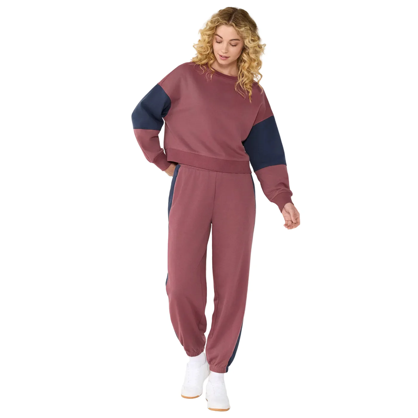 WOMEN'S TAVI FRENCH TERRY CONTRAST SWEATPANT | DEEP EMBER NAVY - Image 3