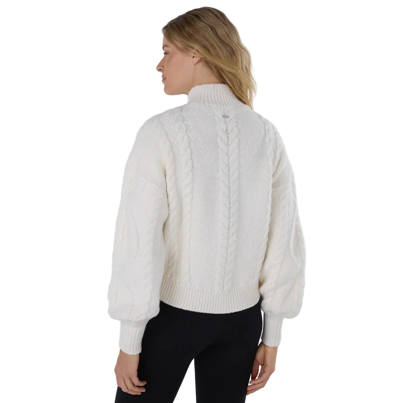WOMEN'S TAVI HI LOW CABLE SWEATER | COCONUT - Image 2