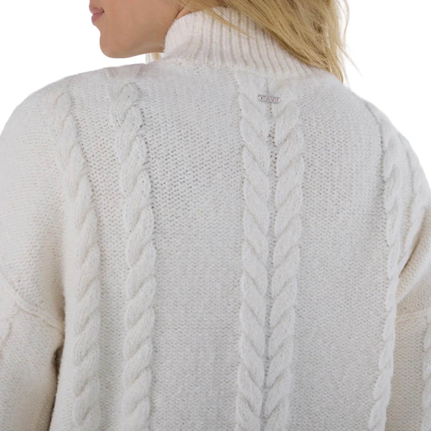 WOMEN'S TAVI HI LOW CABLE SWEATER | COCONUT - Image 5