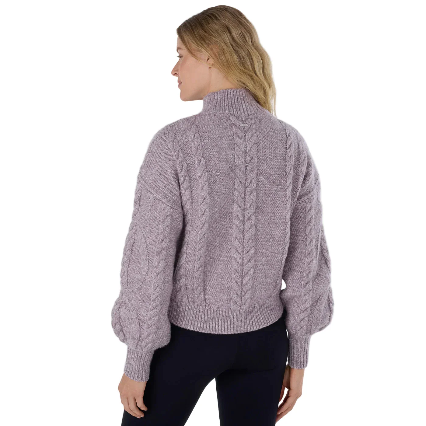 WOMEN'S TAVI HI LOW CABLE SWEATER | LAVENDER MIST - Image 2