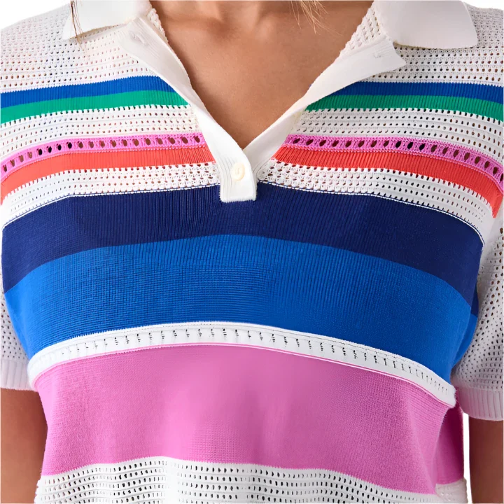 WOMEN'S TAVI PREP POLO SWEATER | THRIVE STRIPE - Image 5