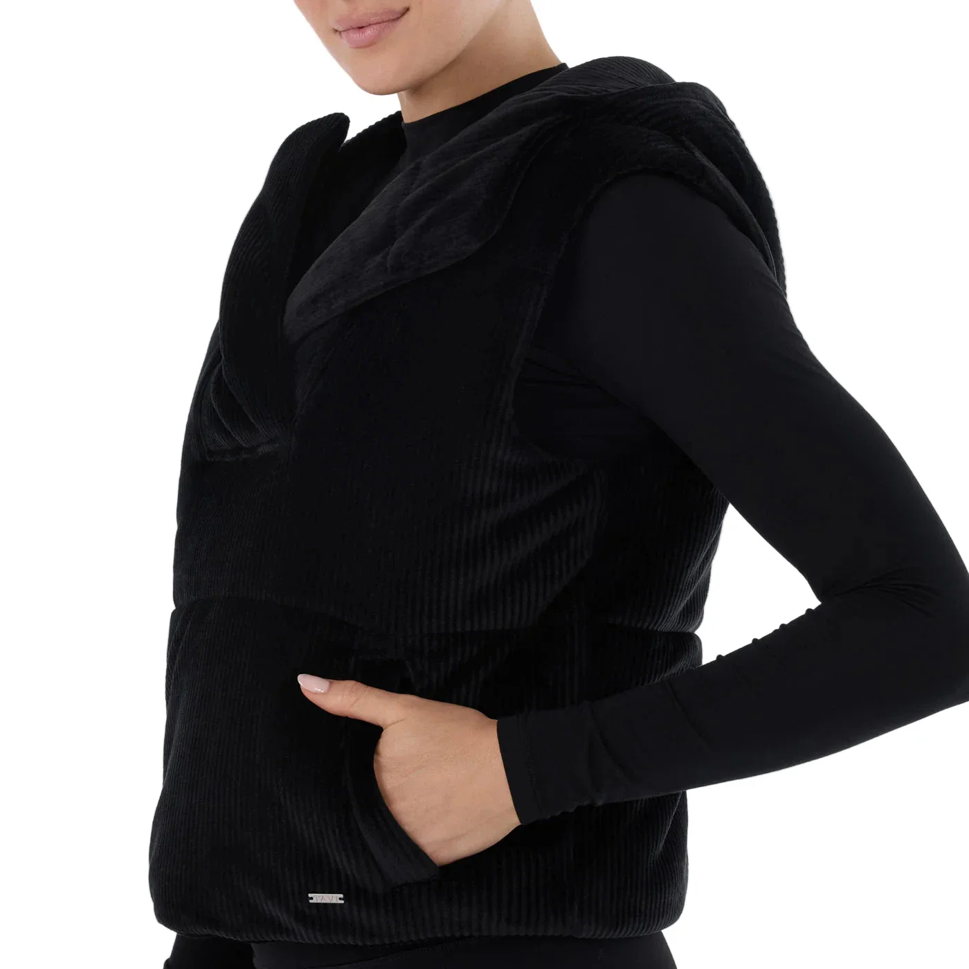 WOMEN'S TAVI RIBBED VELOUR PUFFER VEST | EBONY - Image 4