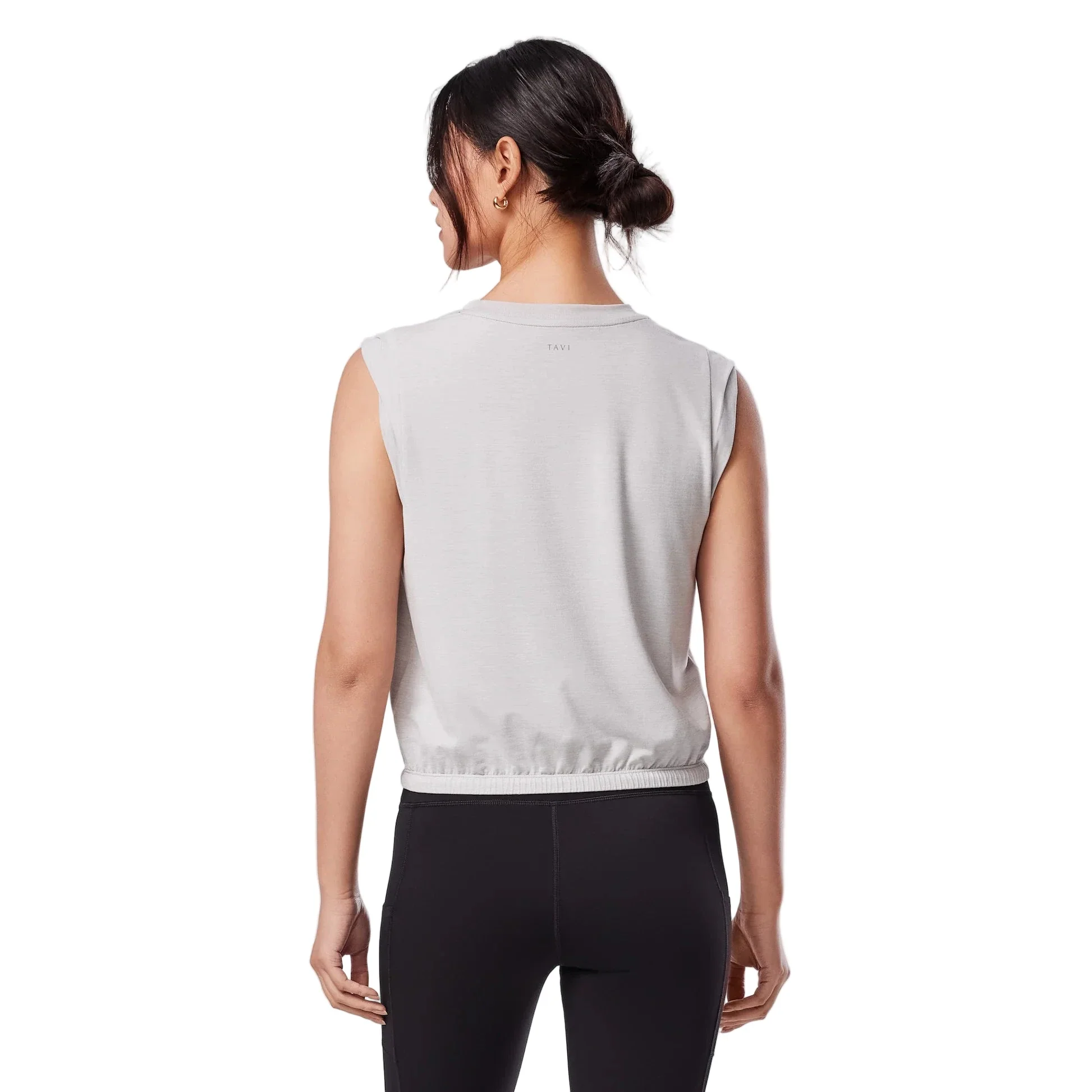 WOMEN'S TAVI SOFTTEC CROP TIE TEE | ASH - Image 2