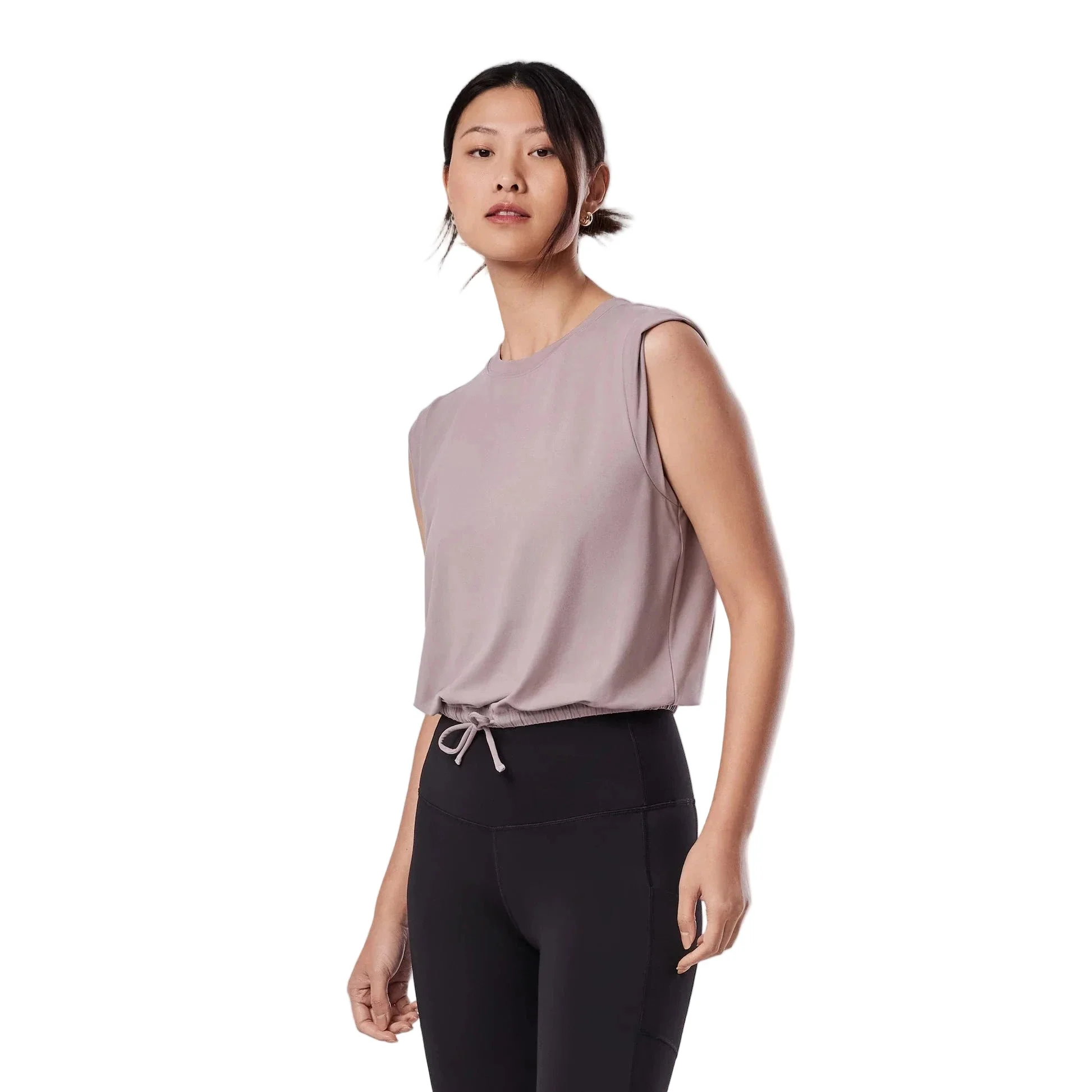 WOMEN'S TAVI SOFTTEC CROP TIE TEE | LAVENDER MIST - Image 3