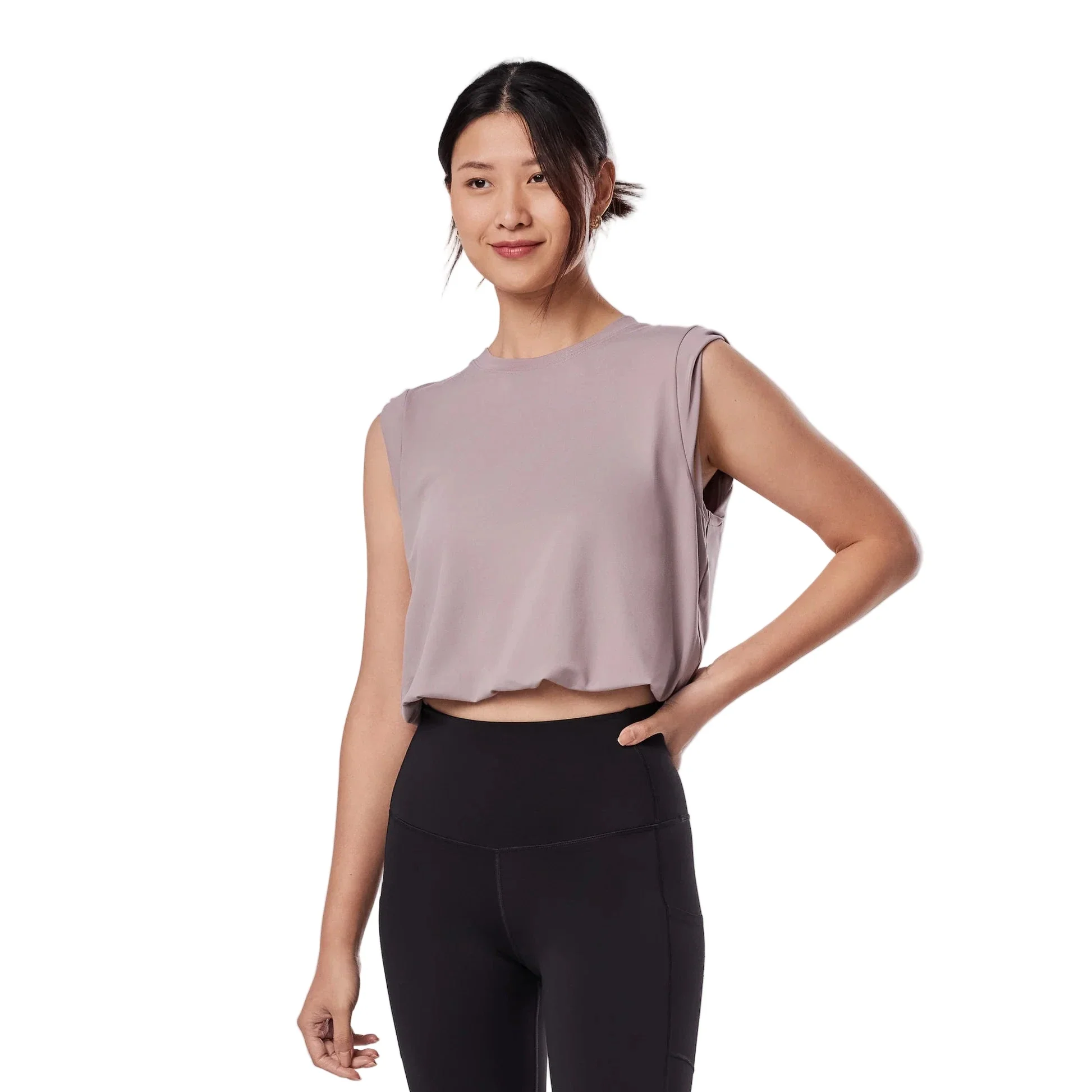 WOMEN'S TAVI SOFTTEC CROP TIE TEE | LAVENDER MIST - Image 4