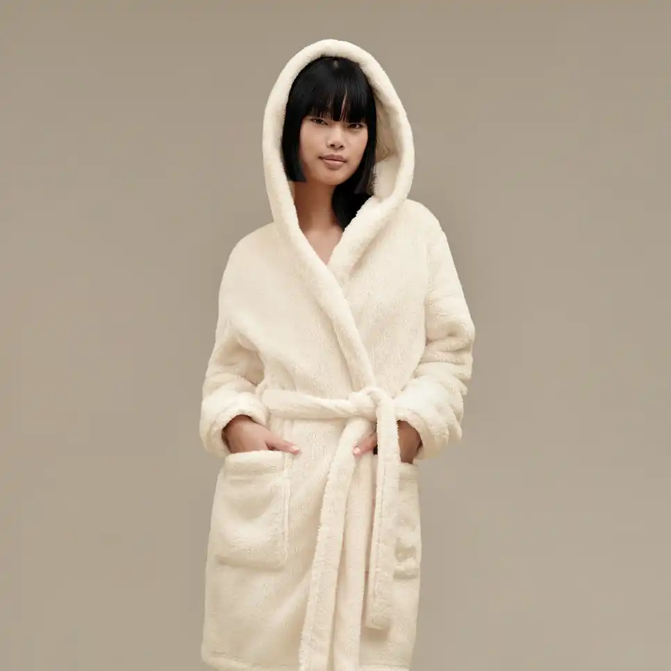WOMEN'S UGG AARTI HOODED ROBE | CREAM - Image 6