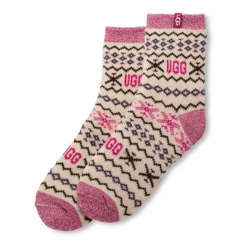 WOMEN'S UGG CRESSIDA COZY QUARTER SOCKS | CREAM MULTI UGGISLE - Image 2