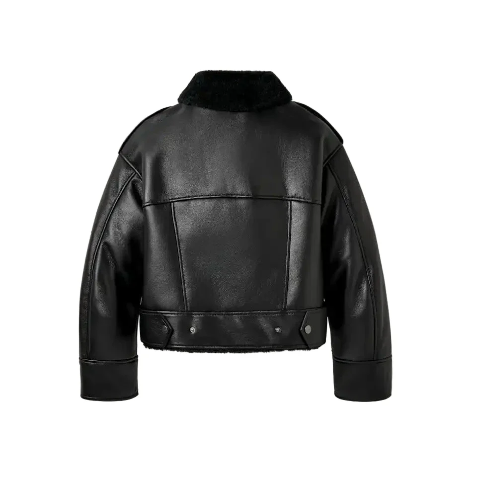 WOMEN'S UGG FINNIAN LUXE FLUFF MOTO JACKET | BLACK - Image 2
