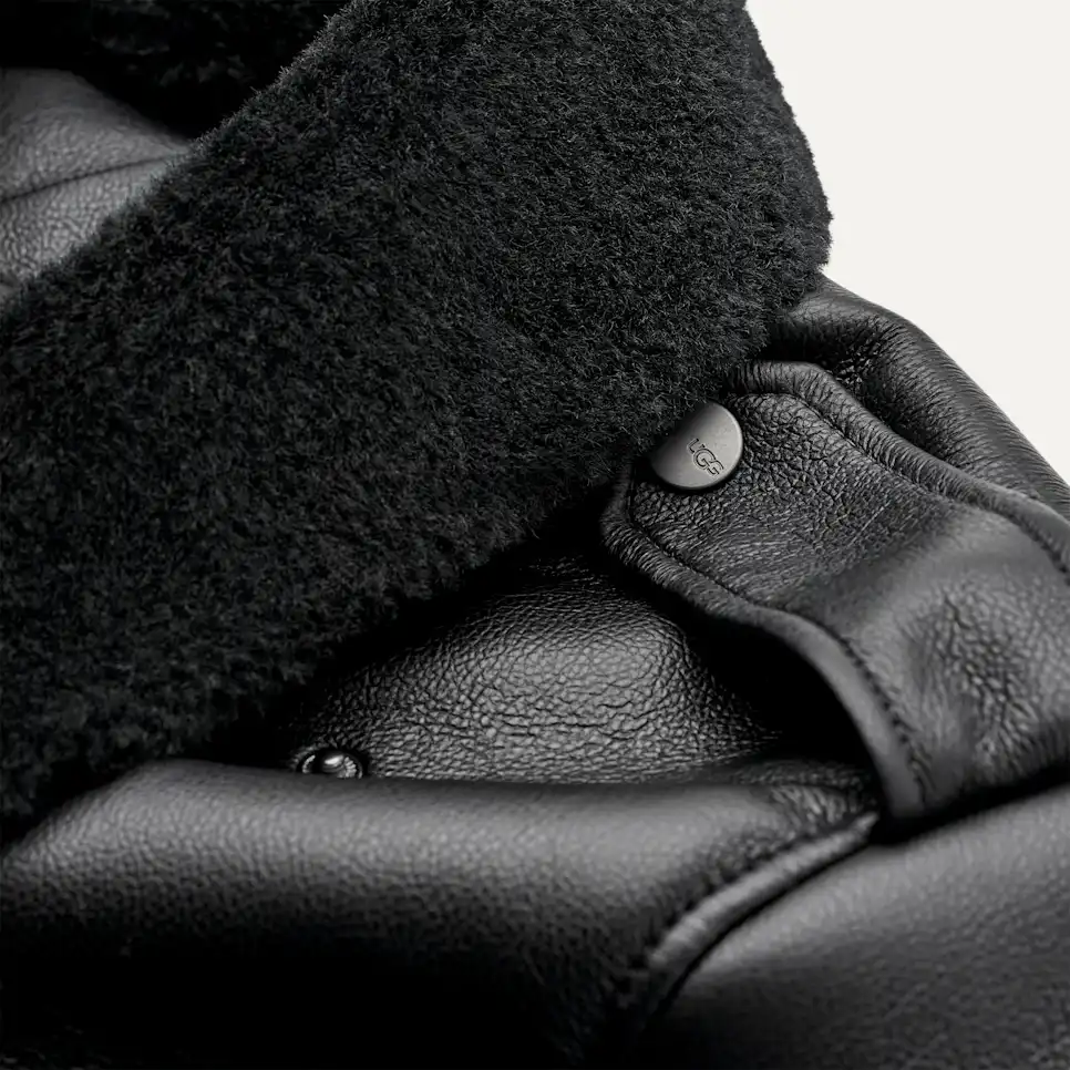 WOMEN'S UGG FINNIAN LUXE FLUFF MOTO JACKET | BLACK - Image 3