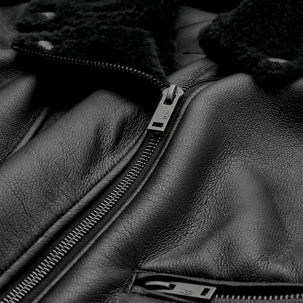 WOMEN'S UGG FINNIAN LUXE FLUFF MOTO JACKET | BLACK - Image 4