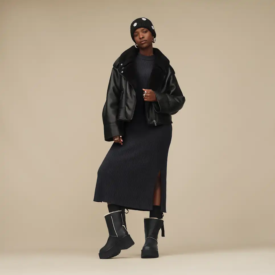 WOMEN'S UGG FINNIAN LUXE FLUFF MOTO JACKET | BLACK - Image 5