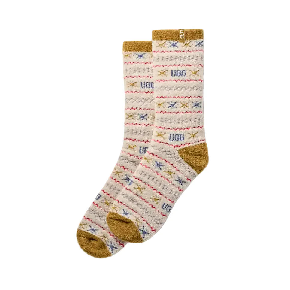 WOMEN'S UGG LESLIE GRAPHIC CREW SOCK | OCHRE GREEN MULTI UGGISLE - Image 2