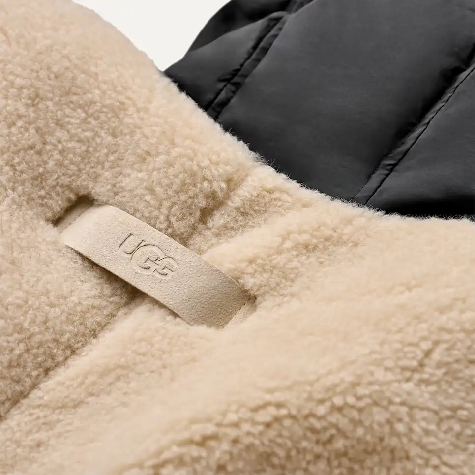 WOMEN'S UGG MYKAH UGGBRAID PUFFER JACKET | BLACK | CREAM - Image 3
