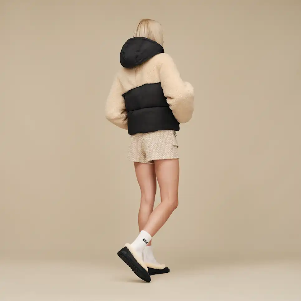 WOMEN'S UGG MYKAH UGGBRAID PUFFER JACKET | BLACK | CREAM - Image 6