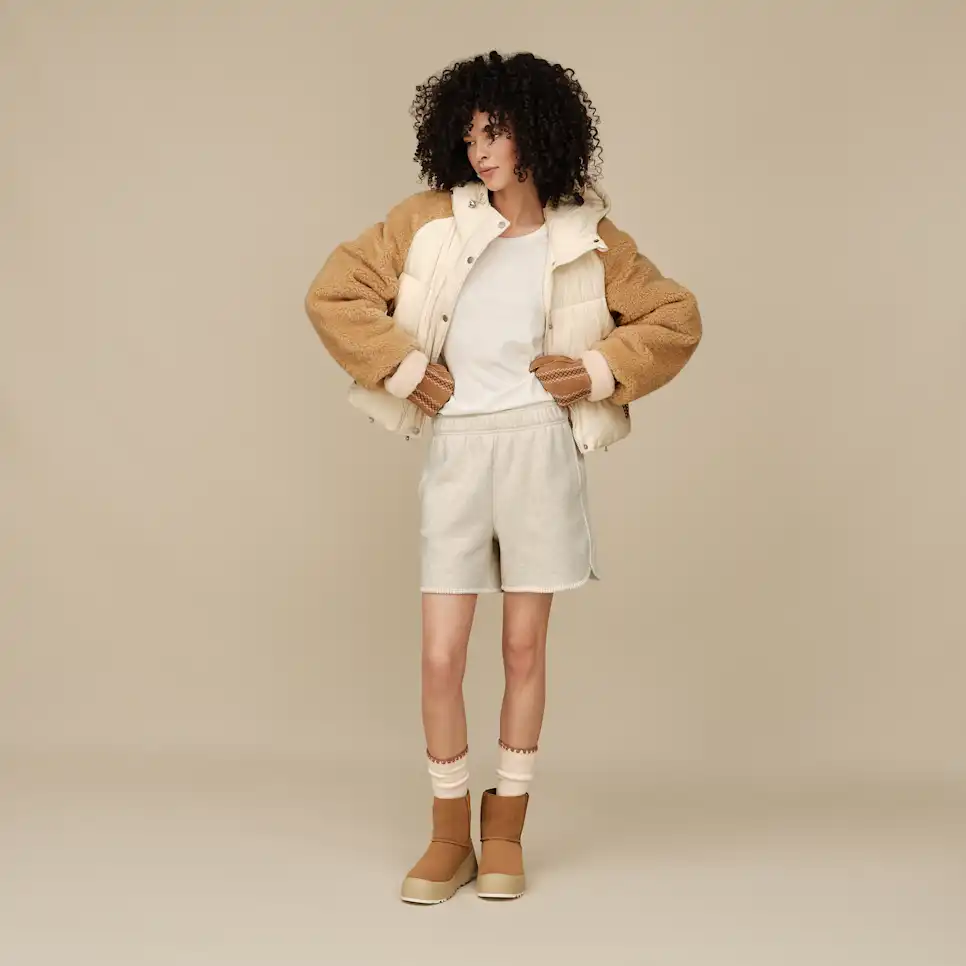 WOMEN'S UGG MYKAH UGGBRAID PUFFER JACKET | CREAM | SAND - Image 5