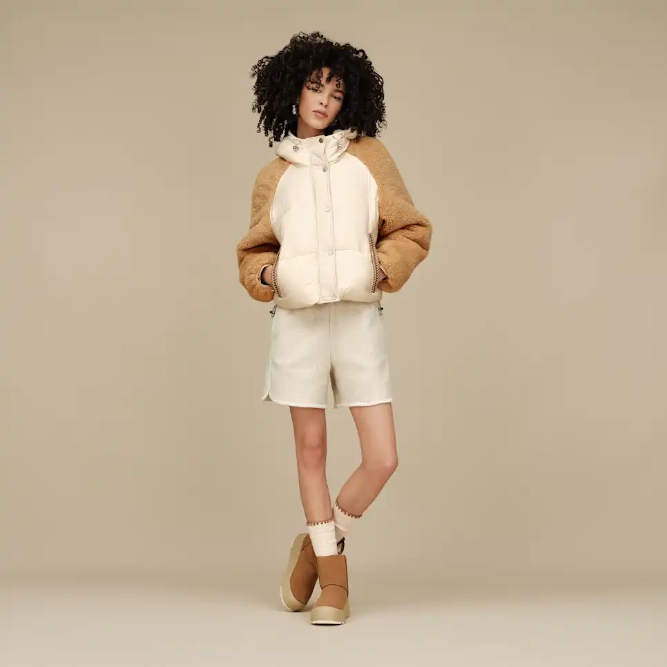 WOMEN'S UGG MYKAH UGGBRAID PUFFER JACKET | CREAM | SAND - Image 7
