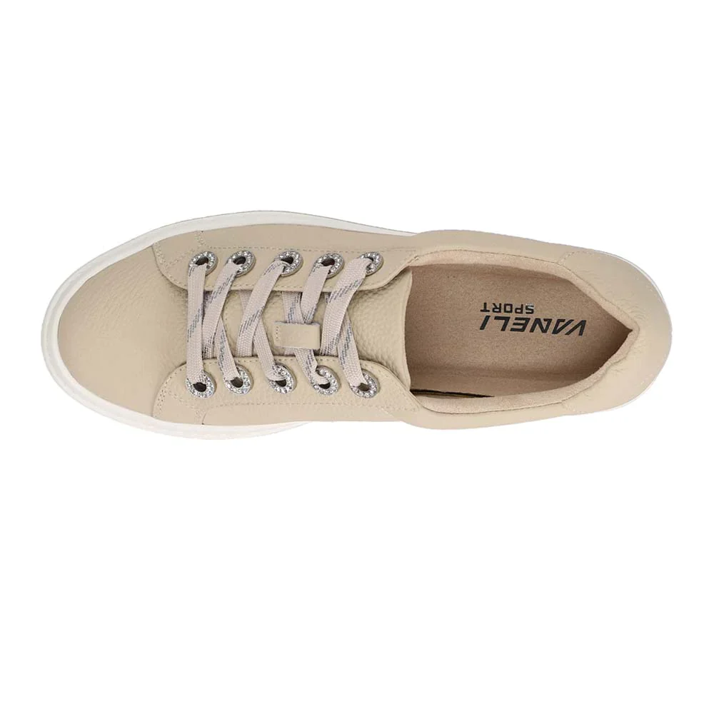 WOMEN'S VANELI YSENIA LACE UP SNEAKER | CREAM MILLED CALF - Image 4