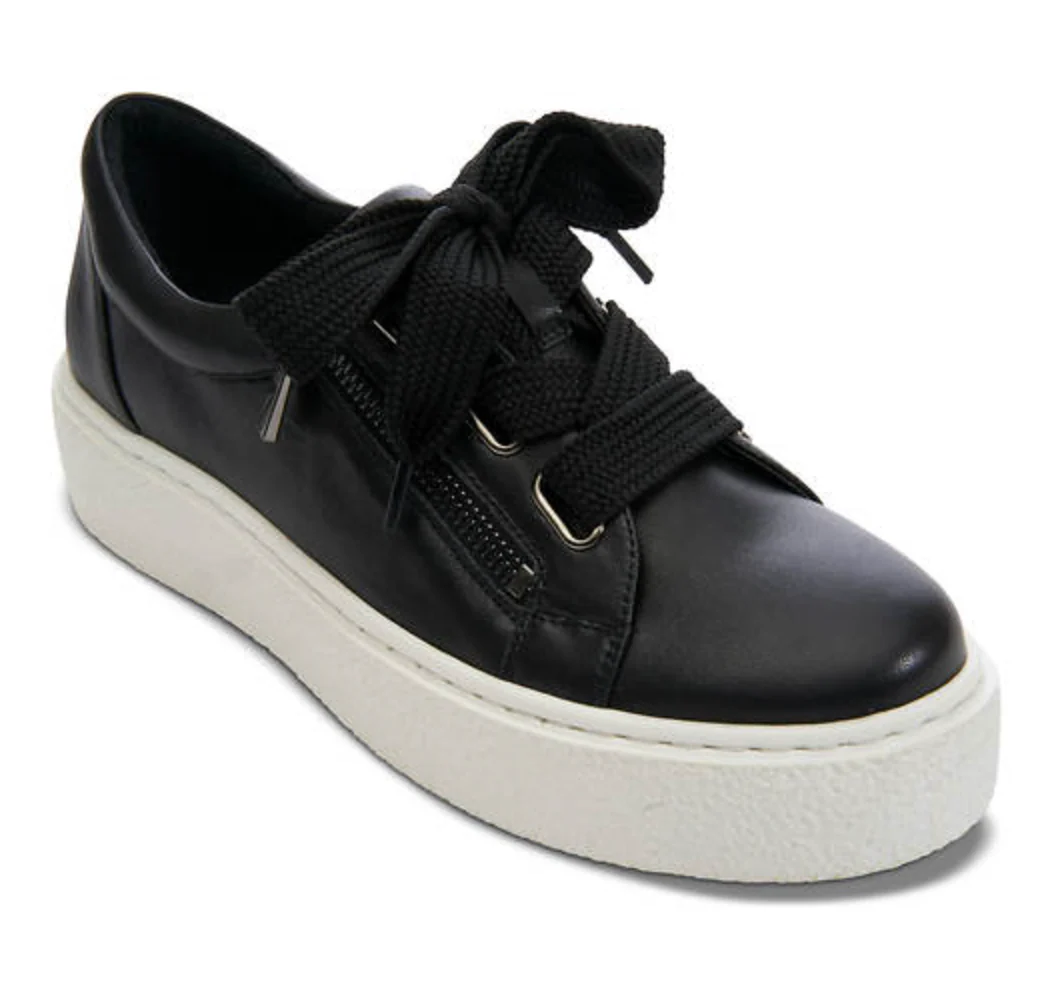 WOMEN'S VANELI YUCEL SIDE ZIP LACE UP SNEAKER | BLACK MARGE NAPPA - Image 3