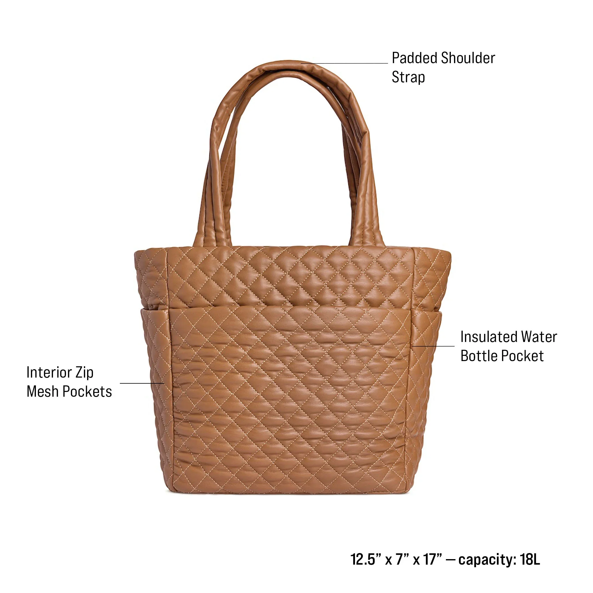 WOMEN'S VOORAY NAOMI TOTE | QUILTED TAN - Image 5